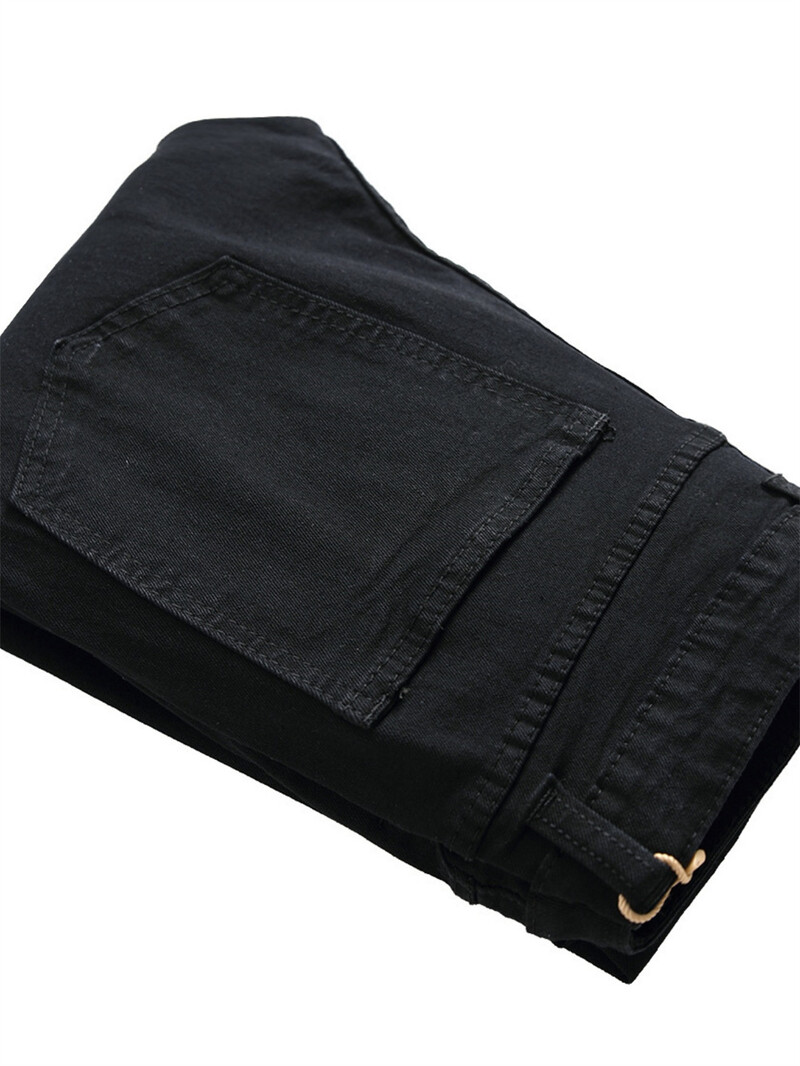 Stilīgs ielas stils Vīriešu Hiphop Holes Stretch Slim Zīmulis Džinsi Bikses Vīriešu Satrauktas Kokvilnas Šauras Džinsu Bikses