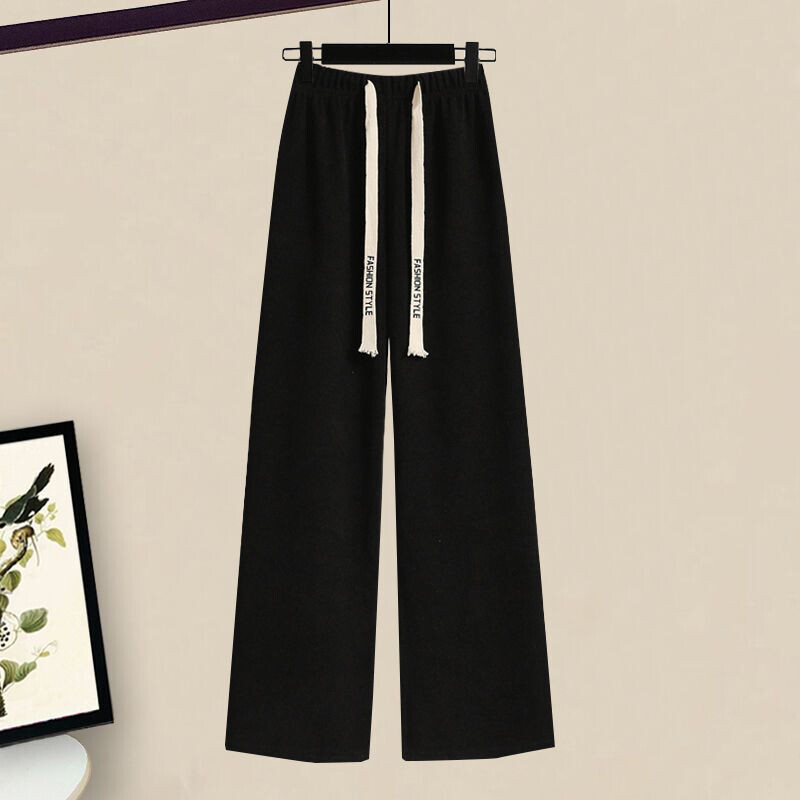 2024. gada rudens apģērbu komplekts, jauns, stilīgs korejiešu variants, džemperis ar atloku, slaidinošs, daudzpusīgs, brīvs ikdienas bikses, divdaļīgs komplekts