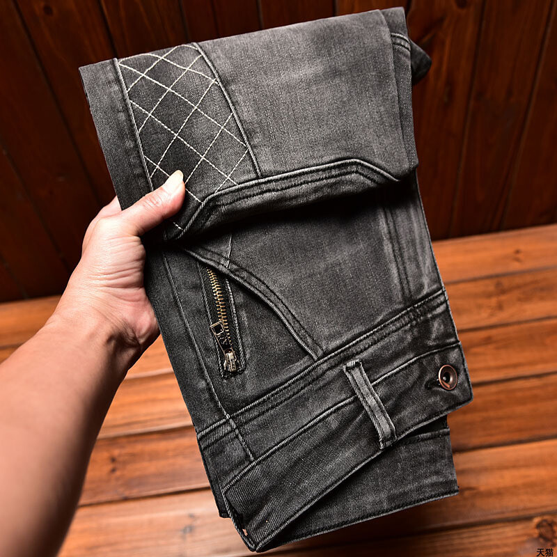 2024. aasta mootorratta teksad Meeste tikitud Ilus kõhnad meeste moerõivad kitsad püksid, vabaaja stretch Street, täismatši meeste püksid