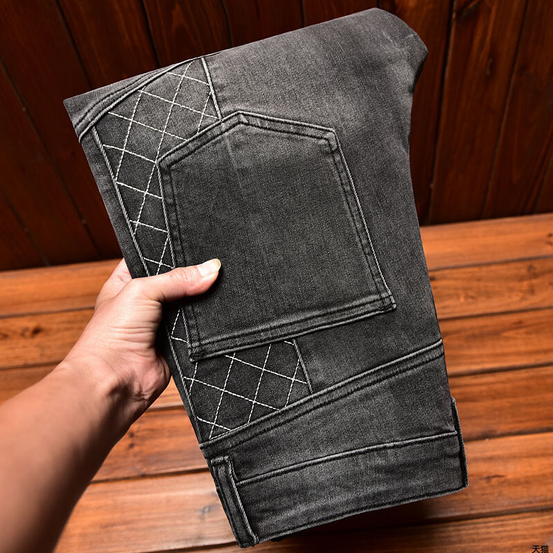 2024. aasta mootorratta teksad Meeste tikitud Ilus kõhnad meeste moerõivad kitsad püksid, vabaaja stretch Street, täismatši meeste püksid