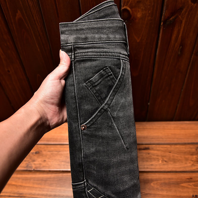 2024. aasta mootorratta teksad Meeste tikitud Ilus kõhnad meeste moerõivad kitsad püksid, vabaaja stretch Street, täismatši meeste püksid