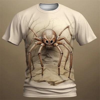 Horror Spider Skull 3D печатна тениска за мъже Дрехи Модна пънк тениска Ежедневно улично облекло Големи мъжки дрехи Y2k Топове