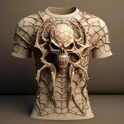Horror Spider Skull 3D печатна тениска за мъже Дрехи Модна пънк тениска Ежедневно улично облекло Големи мъжки дрехи Y2k Топове