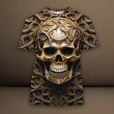 Horror Spider Skull 3D печатна тениска за мъже Дрехи Модна пънк тениска Ежедневно улично облекло Големи мъжки дрехи Y2k Топове