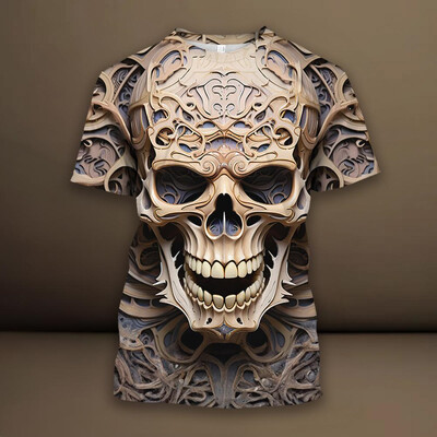 Horror Spider Skull 3D печатна тениска за мъже Дрехи Модна пънк тениска Ежедневно улично облекло Големи мъжки дрехи Y2k Топове