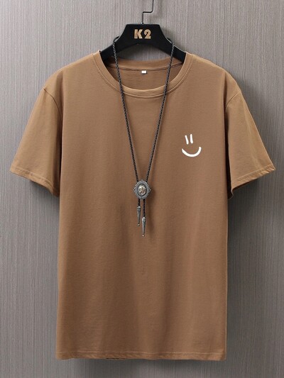 Minimālisma smaids sejas stils Grafiskā apdruka Topi Vīriešu Hip Hop T-krekls T krekls Vasaras elpojošs T krekls Street Cotton T krekls