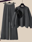 ZANZEA Sieviešu 2GAB bikšu komplekti Modes tauriņš ar izšūtu puloveru tērpi rudens platas kājas garu bikšu uzvalks ikdienas džemperu komplekti