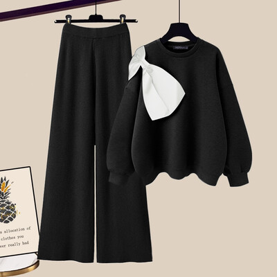 ZANZEA Sieviešu 2GAB bikšu komplekti Modes tauriņš ar izšūtu puloveru tērpi rudens platas kājas garu bikšu uzvalks ikdienas džemperu komplekti