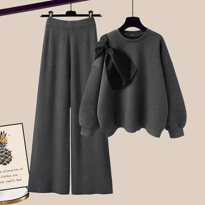 ZANZEA Sieviešu 2GAB bikšu komplekti Modes tauriņš ar izšūtu puloveru tērpi rudens platas kājas garu bikšu uzvalks ikdienas džemperu komplekti