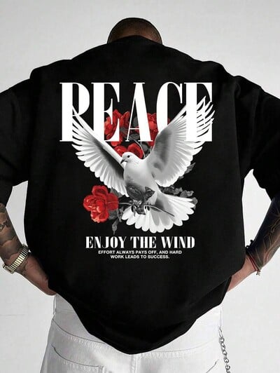 Peace Pigeon Rose Mehed Naiste Unisex puuvillane T-särk Luksuslik brändi Rap Suur Suur ülaosa lühikeste varrukatega tänavarõivad Klassikaline Tagasi Prindi Tee