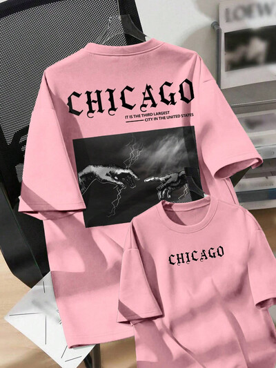 Rokas sauklis Grafisks kokvilnas T-krekls Vīriešu Luksusa Zīmols Mode Liela izmēra Tops Ikdienišķs Ielu apģērbs ar īsām piedurknēm Klasisks T-krekls ar apdruku S-4XL