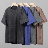 Vīriešu sieviešu mazgāti vintage T-krekli Ielu Hip Hop Retro Punk T krekls Harajuku Ikdienas kokvilnas īsām piedurknēm Pāra Tkrekli T-krekli