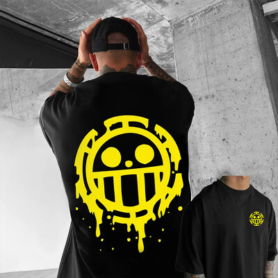 Viengabala T-krekls Vīriešu Law Print Anime Cosplay Graphic Vīriešu T krekls Liela izmēra vasaras kokvilnas īsām piedurknēm topi Ikdienas Y2K apģērbs