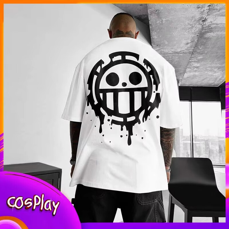 Viengabala T-krekls Vīriešu Law Print Anime Cosplay Graphic Vīriešu T krekls Liela izmēra vasaras kokvilnas īsām piedurknēm topi Ikdienas Y2K apģērbs