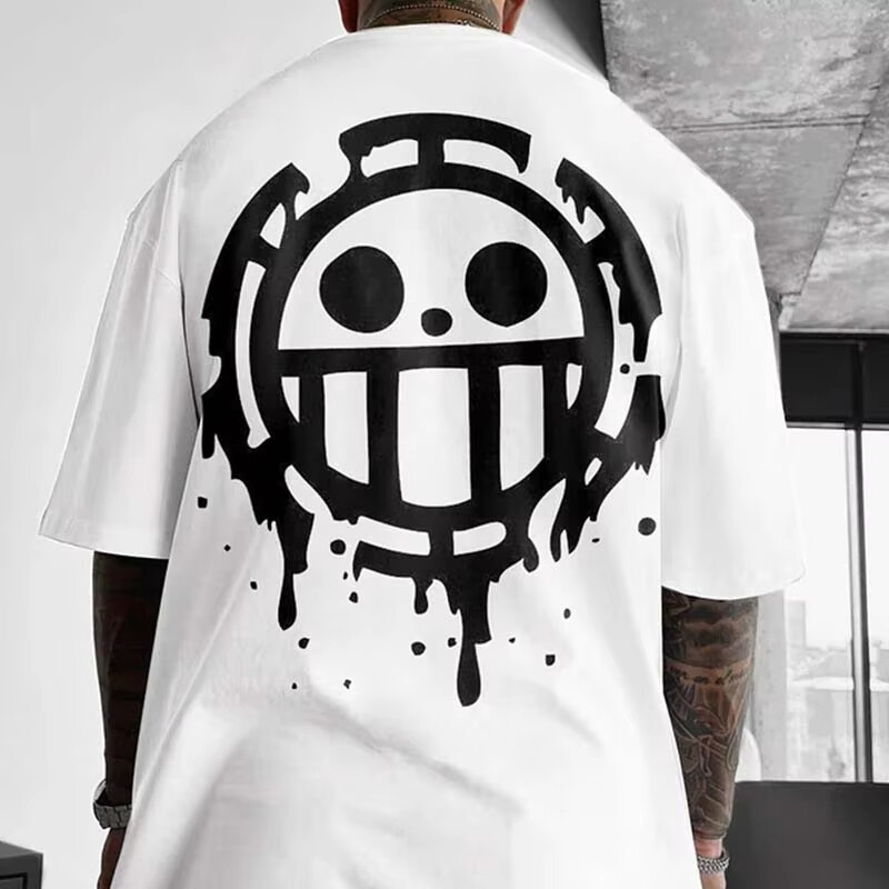 Viengabala T-krekls Vīriešu Law Print Anime Cosplay Graphic Vīriešu T krekls Liela izmēra vasaras kokvilnas īsām piedurknēm topi Ikdienas Y2K apģērbs