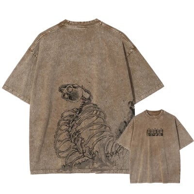 Tricou bărbați spălat Anime Attack On Titan Hip Hop Streetwear Tricou supradimensionat cu imprimeu grafic Tricou cu mânecă scurtă din bumbac Topuri vintage largi