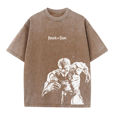 Vīriešu mazgāti Anime Attack On Titan T-krekls Hip Hop Streetwear Graphic Print Oversize T krekls ar īsām piedurknēm Kokvilnas brīvi vintage topi