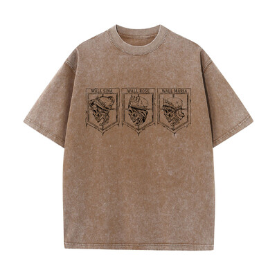 Vīriešu mazgāti Anime Attack On Titan T-krekls Hip Hop Streetwear Graphic Print Oversize T krekls ar īsām piedurknēm Kokvilnas brīvi vintage topi