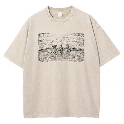 Vīriešu mazgāti Anime Attack On Titan T-krekls Hip Hop Streetwear Graphic Print Oversize T krekls ar īsām piedurknēm Kokvilnas brīvi vintage topi