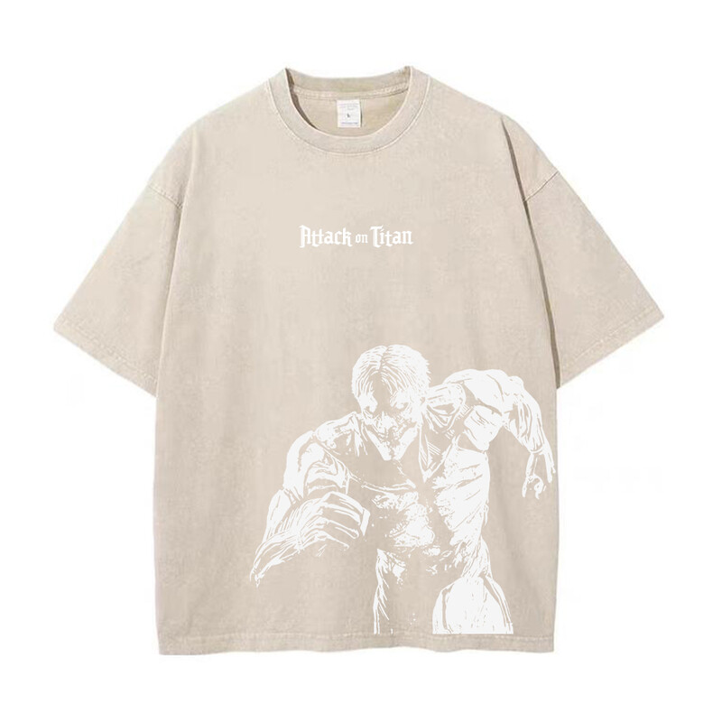 Vīriešu mazgāti Anime Attack On Titan T-krekls Hip Hop Streetwear Graphic Print Oversize T krekls ar īsām piedurknēm Kokvilnas brīvi vintage topi