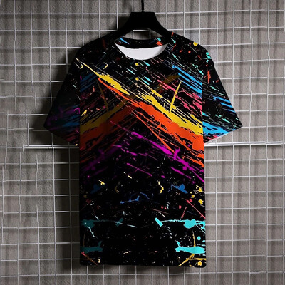 Suvemood Sport Graffiti Meeste T-särgid Uus trend Harajuku vabaaja isikupära 3D prinditud Ümarkaelus Lühikeste varrukatega T-särgid Topid