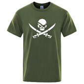 Забавни тениски с принт на пиратски череп Мъжки дамски 100% памучна тениска Хип-хоп Свободни тениски Ежедневни модни ежедневни горнища Улично облекло