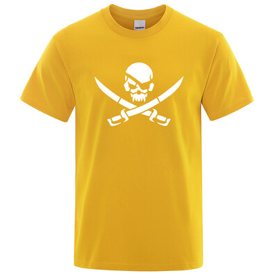 Забавни тениски с принт на пиратски череп Мъжки дамски 100% памучна тениска Хип-хоп Свободни тениски Ежедневни модни ежедневни горнища Улично облекло