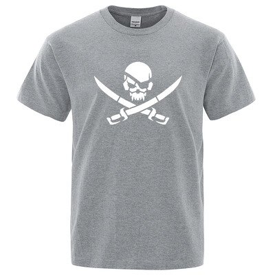 Забавни тениски с принт на пиратски череп Мъжки дамски 100% памучна тениска Хип-хоп Свободни тениски Ежедневни модни ежедневни горнища Улично облекло