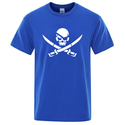 Забавни тениски с принт на пиратски череп Мъжки дамски 100% памучна тениска Хип-хоп Свободни тениски Ежедневни модни ежедневни горнища Улично облекло