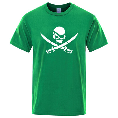 Забавни тениски с принт на пиратски череп Мъжки дамски 100% памучна тениска Хип-хоп Свободни тениски Ежедневни модни ежедневни горнища Улично облекло