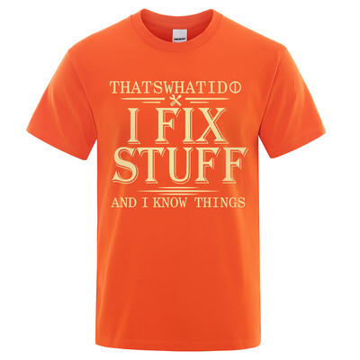 2024 г. Нова тениска за мъже, жени, дишаща тениска с принт „I Fix Stuff“, 100% памук, лятна ежедневна ретро ежедневна улична дреха с къси ръкави