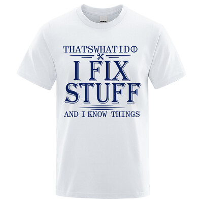 2024 г. Нова тениска за мъже, жени, дишаща тениска с принт „I Fix Stuff“, 100% памук, лятна ежедневна ретро ежедневна улична дреха с къси ръкави