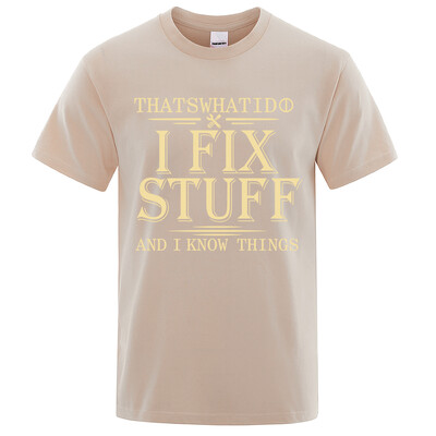 2024 г. Нова тениска за мъже, жени, дишаща тениска с принт „I Fix Stuff“, 100% памук, лятна ежедневна ретро ежедневна улична дреха с къси ръкави