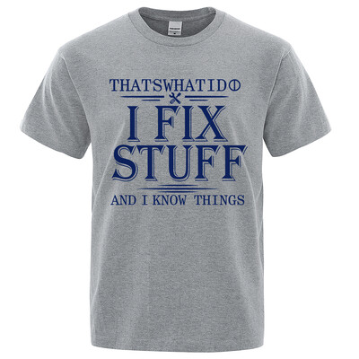 2024 г. Нова тениска за мъже, жени, дишаща тениска с принт „I Fix Stuff“, 100% памук, лятна ежедневна ретро ежедневна улична дреха с къси ръкави