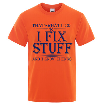 2024 г. Нова тениска за мъже, жени, дишаща тениска с принт „I Fix Stuff“, 100% памук, лятна ежедневна ретро ежедневна улична дреха с къси ръкави