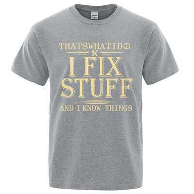 2024 г. Нова тениска за мъже, жени, дишаща тениска с принт „I Fix Stuff“, 100% памук, лятна ежедневна ретро ежедневна улична дреха с къси ръкави