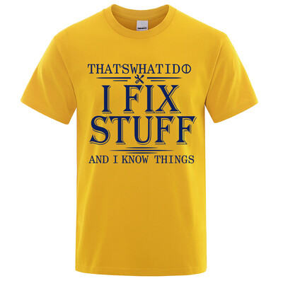 2024 г. Нова тениска за мъже, жени, дишаща тениска с принт „I Fix Stuff“, 100% памук, лятна ежедневна ретро ежедневна улична дреха с къси ръкави