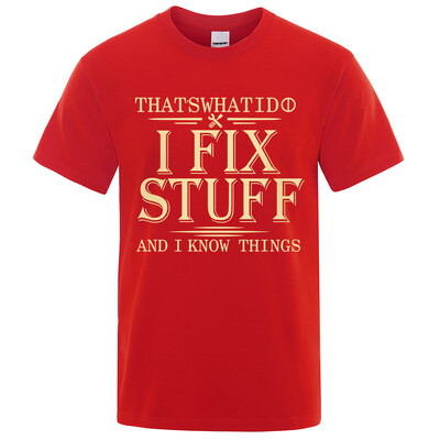 2024 г. Нова тениска за мъже, жени, дишаща тениска с принт „I Fix Stuff“, 100% памук, лятна ежедневна ретро ежедневна улична дреха с къси ръкави