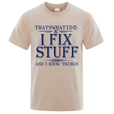 2024 г. Нова тениска за мъже, жени, дишаща тениска с принт „I Fix Stuff“, 100% памук, лятна ежедневна ретро ежедневна улична дреха с къси ръкави