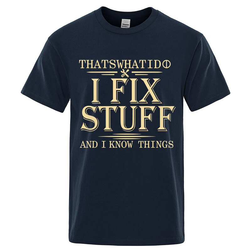 2024 г. Нова тениска за мъже, жени, дишаща тениска с принт „I Fix Stuff“, 100% памук, лятна ежедневна ретро ежедневна улична дреха с къси ръкави