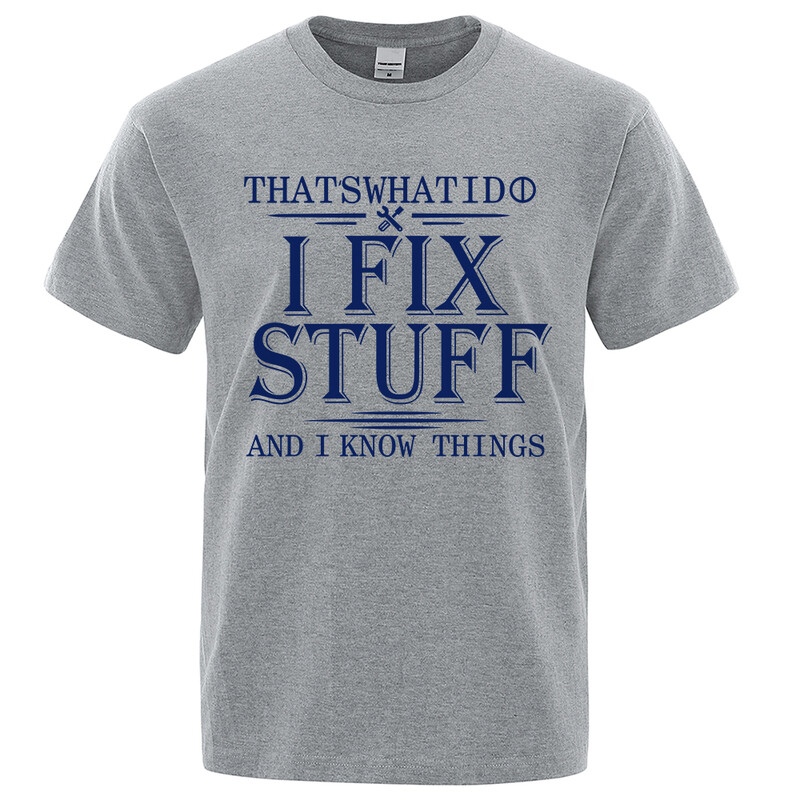 2024 г. Нова тениска за мъже, жени, дишаща тениска с принт „I Fix Stuff“, 100% памук, лятна ежедневна ретро ежедневна улична дреха с къси ръкави