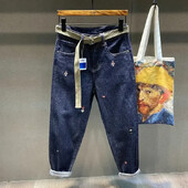 Meeste teksad Sirged püksid Kvaliteetsed tikandid Meeste Kauboipüksid Harem Graphic 2024 Korea sügis Y2k klassikaline