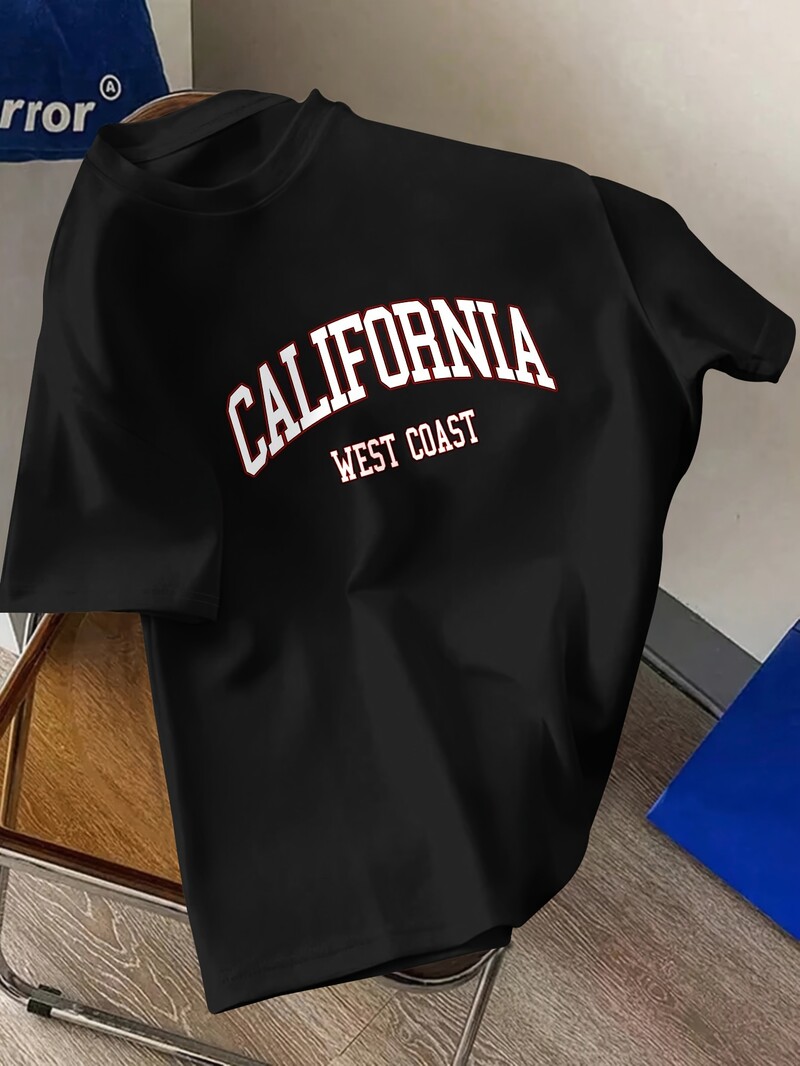 Muška ljetna 100% pamučna modna kalifornijska majica s otisnutim slovima široka velika ležerna udobna majica s okruglim izrezom kratkih rukava