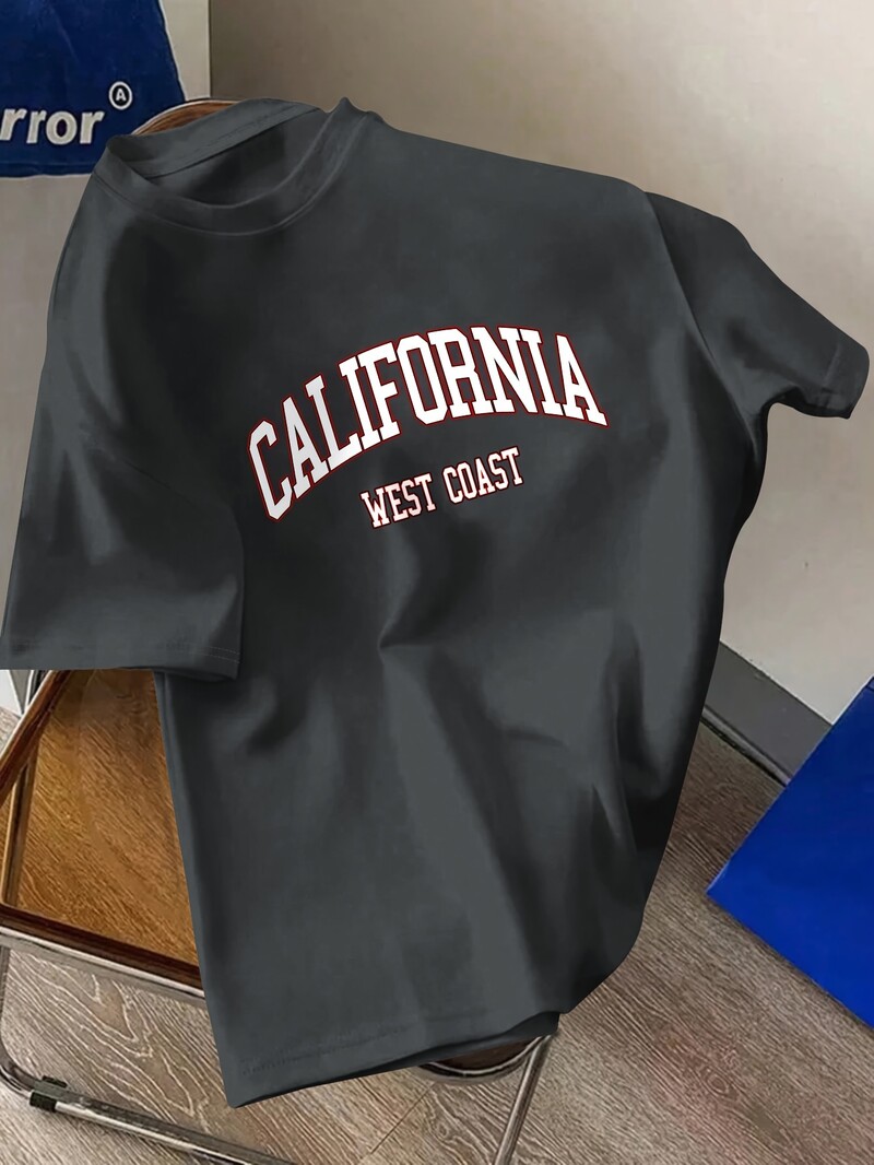 Muška ljetna 100% pamučna modna kalifornijska majica s otisnutim slovima široka velika ležerna udobna majica s okruglim izrezom kratkih rukava