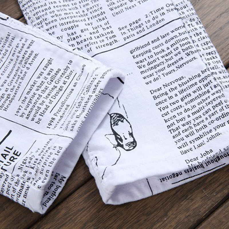 Taisni Modes Balts Jauns Stils Džinsu Džinsi Garas Plānas Bikses Vīriešu Bikses Laikrakstu Druka Četri Sezonas Liels Izmērs 40 42