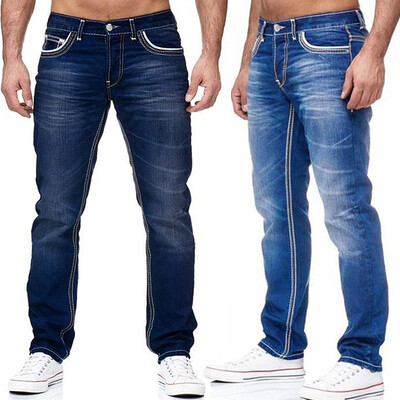 Blugi pentru bărbați Pantaloni drepți negri Primăvara Autumn Buzunare Denim Casual Tousers Albastru deschis Blugi Streetwear de înaltă calitate Bărbați