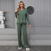 Naiste silmkoeline komplekt vabaaja kampsun kaheosaline komplekt sügistalv uues stiilis Euroopa ja Ameerika piiriülene mood