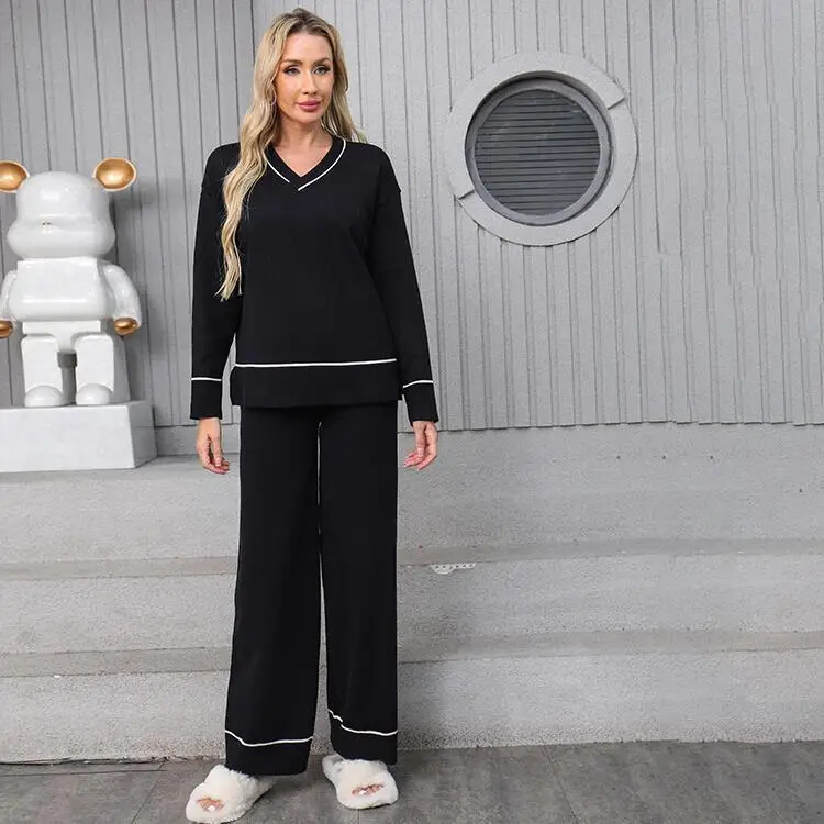 Naiste silmkoeline komplekt vabaaja kampsun kaheosaline komplekt sügistalv uues stiilis Euroopa ja Ameerika piiriülene mood