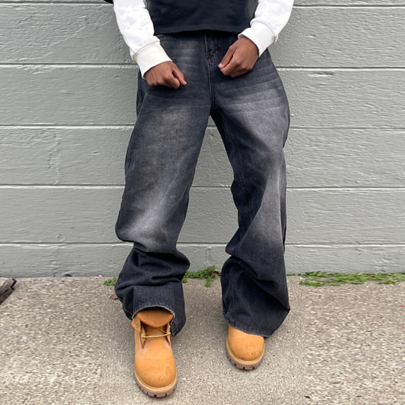 Винтидж мъжки широки дънкови панталони 2024 New Y2k Streetwear Широки широки дънкови панталони Дамски модни изтощени прави дълги панталони