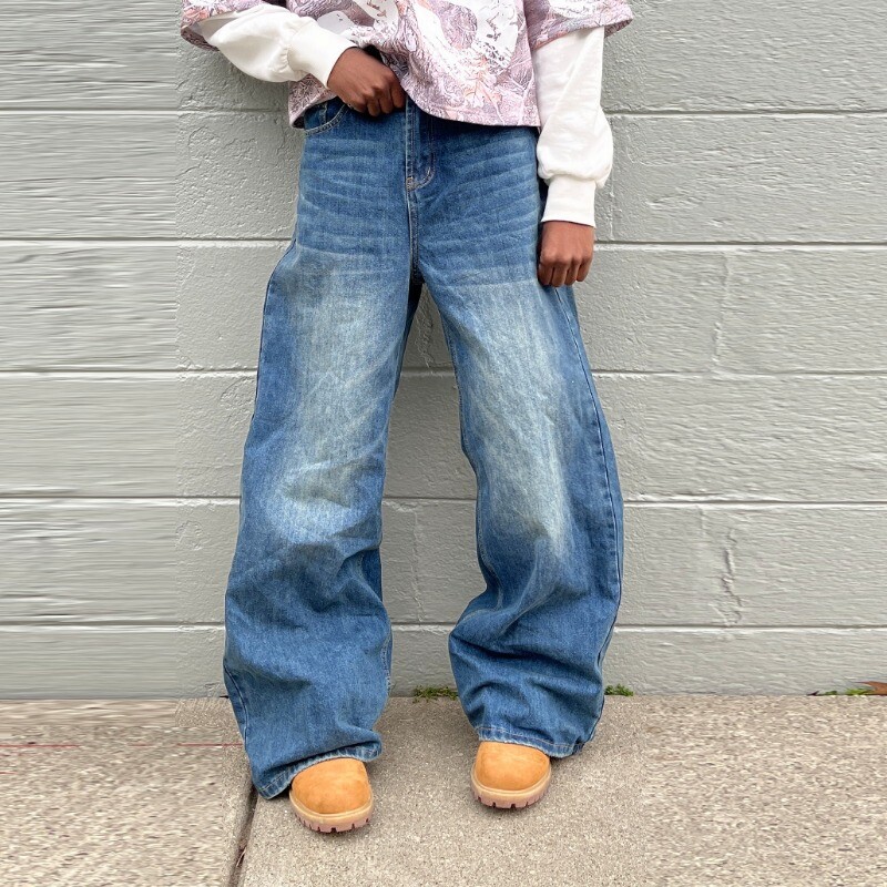 Винтидж мъжки широки дънкови панталони 2024 New Y2k Streetwear Широки широки дънкови панталони Дамски модни изтощени прави дълги панталони